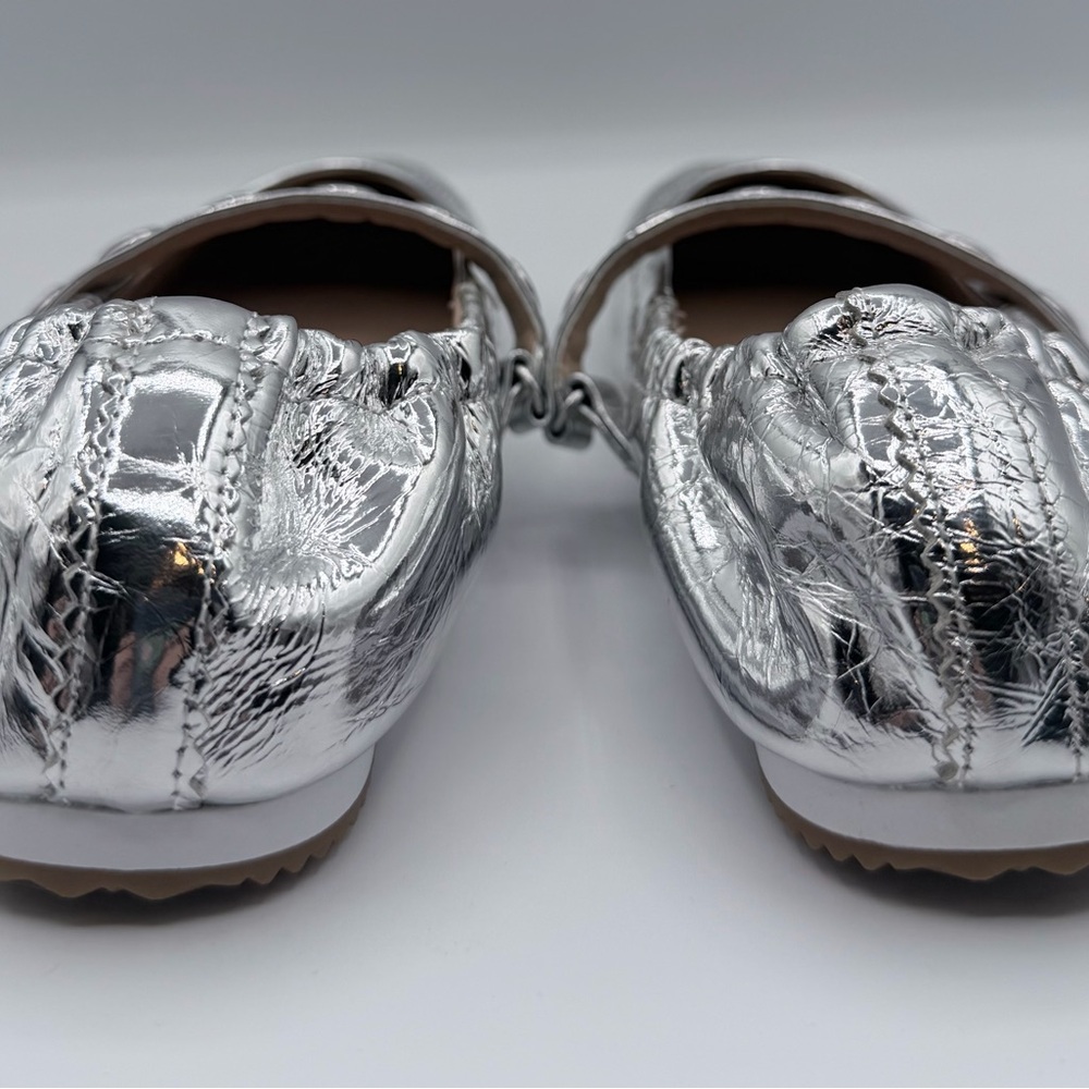 Steve Madden Anaya-ST Silver Studded Flats - Picture 4 of 6